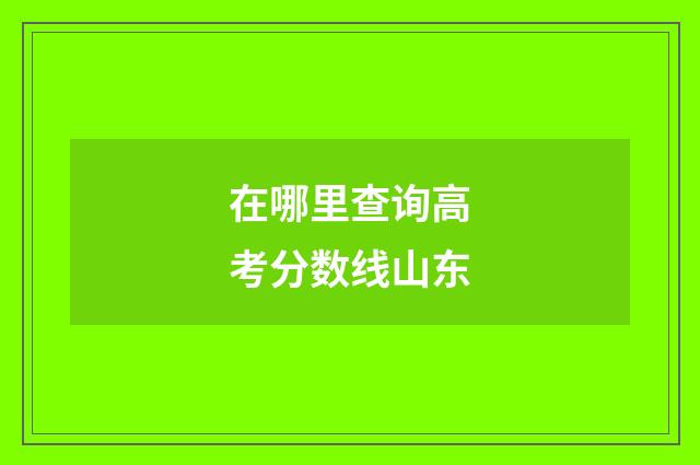 在哪里查询高考分数线山东