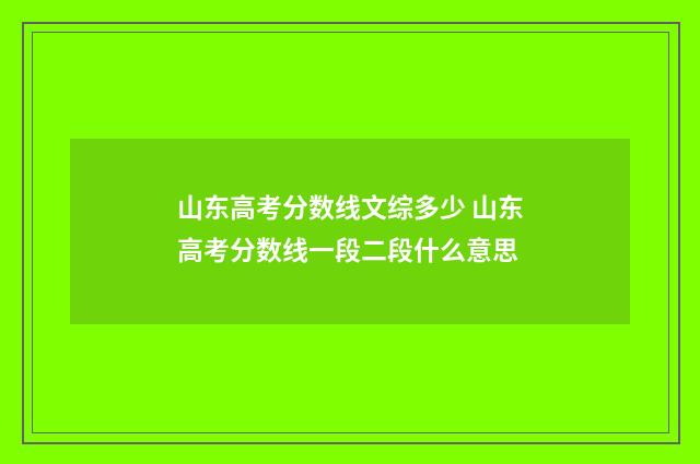 山东高考分数线文综多少 山东高考分数线一段二段什么意思