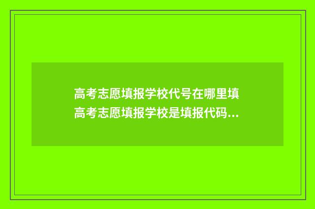 高考志愿填报学校代号在哪里填 高考志愿填报学校是填报代码吗