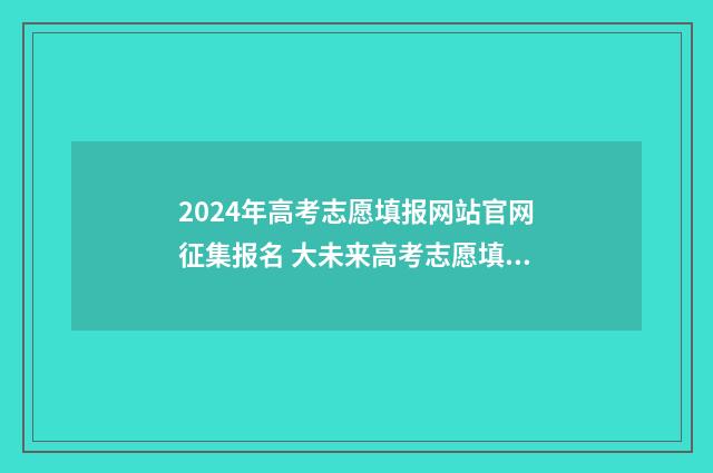 2024年高考志愿填报网站官网征集报名 大未来高考志愿填报官网
