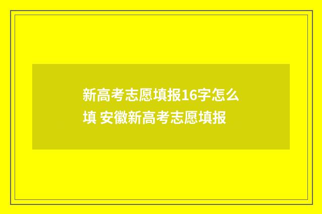 新高考志愿填报16字怎么填 安徽新高考志愿填报