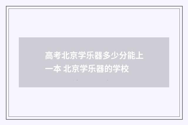 高考北京学乐器多少分能上一本 北京学乐器的学校