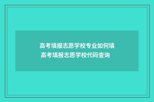 高考填报志愿学校专业如何填 高考填报志愿学校代码查询