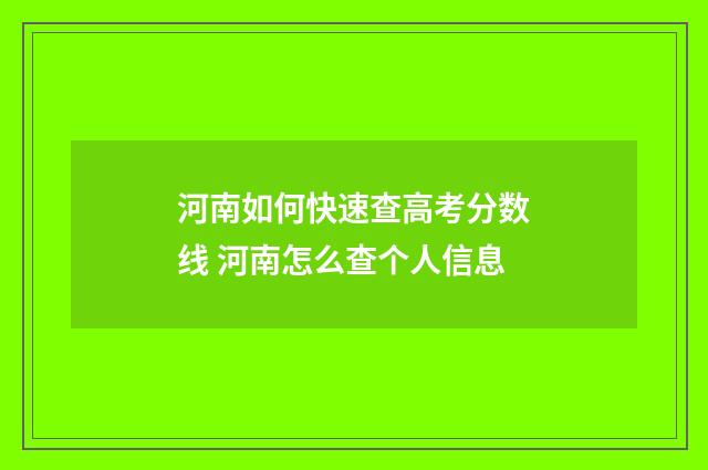 河南如何快速查高考分数线 河南怎么查个人信息