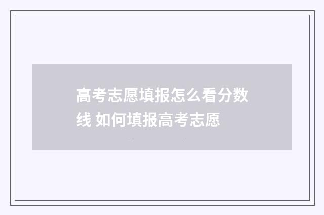 高考志愿填报怎么看分数线 如何填报高考志愿