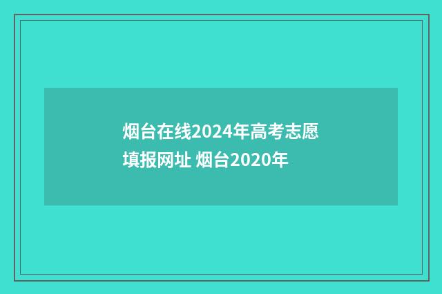 烟台在线2024年高考志愿填报网址 烟台2020年