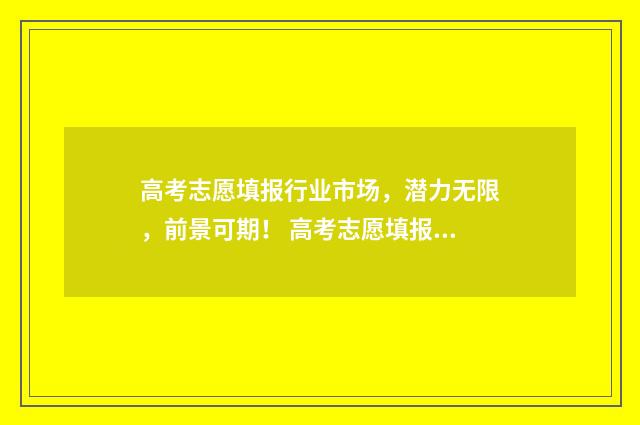 高考志愿填报行业市场，潜力无限，前景可期！ 高考志愿填报行业前景