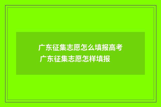广东征集志愿怎么填报高考 广东征集志愿怎样填报