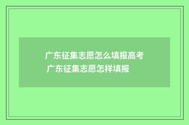 广东征集志愿怎么填报高考 广东征集志愿怎样填报