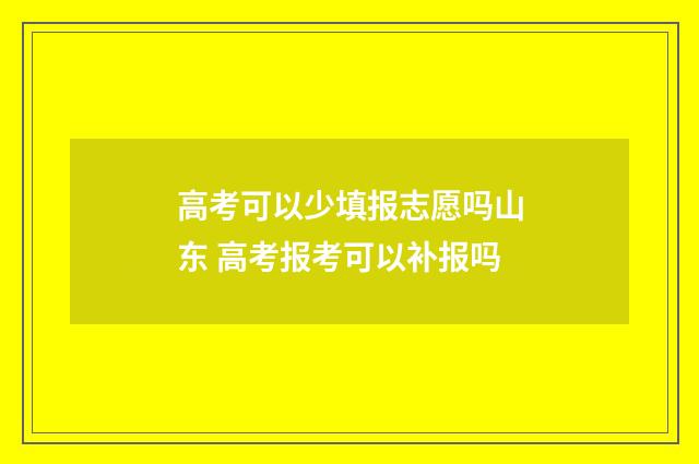 高考可以少填报志愿吗山东 高考报考可以补报吗