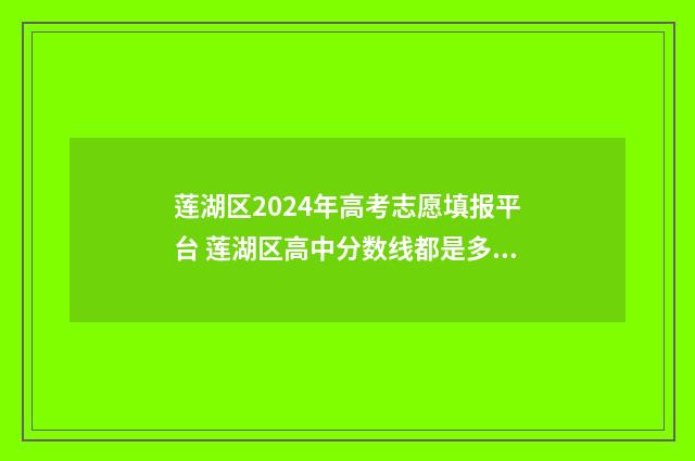 莲湖区2024年高考志愿填报平台 莲湖区高中分数线都是多少