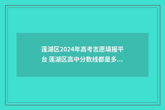 莲湖区2024年高考志愿填报平台 莲湖区高中分数线都是多少