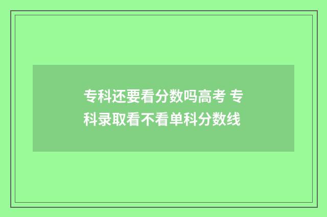 专科还要看分数吗高考 专科录取看不看单科分数线