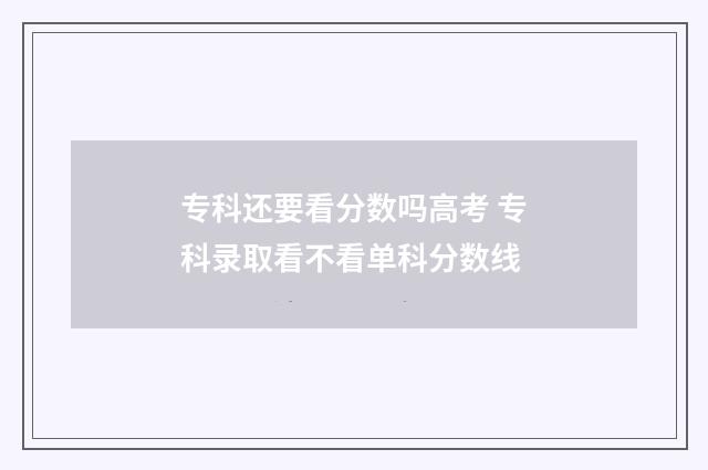 专科还要看分数吗高考 专科录取看不看单科分数线