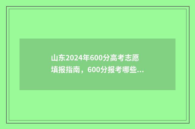 山东2024年600分高考志愿填报指南，600分报考哪些大学合适 山东2024年600分位次