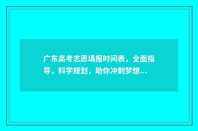 广东高考志愿填报时间表，全面指导，科学规划，助你冲刺梦想！ 广东高考志愿填报模板