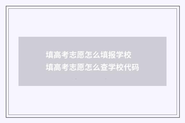 填高考志愿怎么填报学校 填高考志愿怎么查学校代码