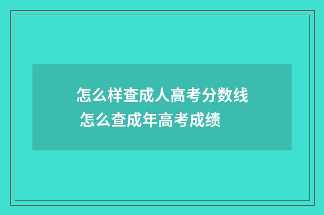 怎么样查成人高考分数线 怎么查成年高考成绩