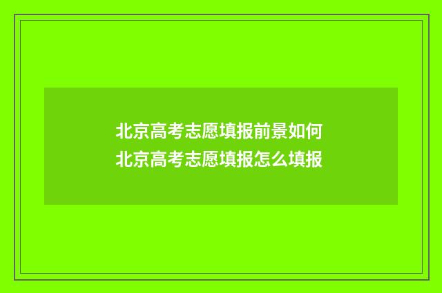 北京高考志愿填报前景如何 北京高考志愿填报怎么填报