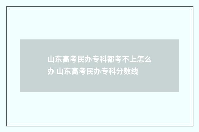 山东高考民办专科都考不上怎么办 山东高考民办专科分数线