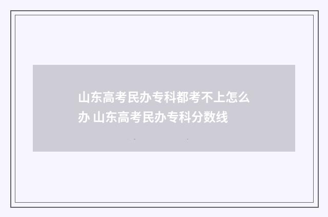 山东高考民办专科都考不上怎么办 山东高考民办专科分数线