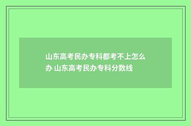 山东高考民办专科都考不上怎么办 山东高考民办专科分数线