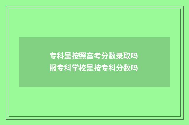 专科是按照高考分数录取吗 报专科学校是按专科分数吗