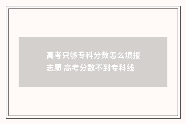 高考只够专科分数怎么填报志愿 高考分数不到专科线