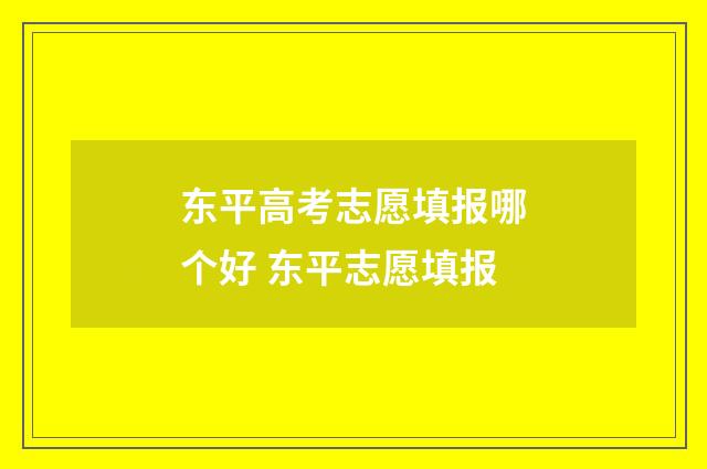 东平高考志愿填报哪个好 东平志愿填报