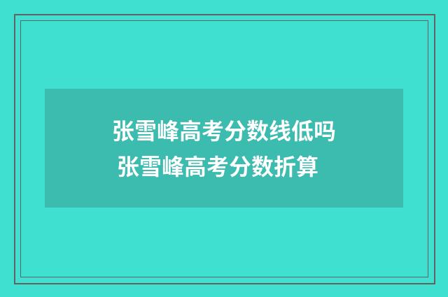 张雪峰高考分数线低吗 张雪峰高考分数折算