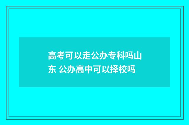 高考可以走公办专科吗山东 公办高中可以择校吗
