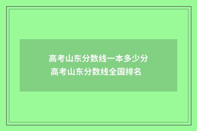 高考山东分数线一本多少分 高考山东分数线全国排名