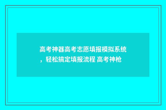 高考神器高考志愿填报模拟系统，轻松搞定填报流程 高考神枪