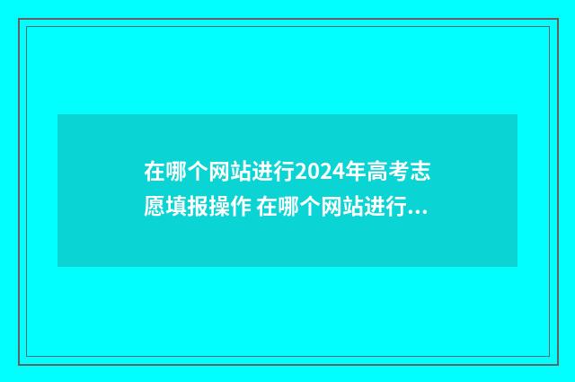 在哪个网站进行2024年高考志愿填报操作 在哪个网站进行数据分析