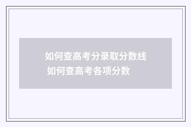 如何查高考分录取分数线 如何查高考各项分数
