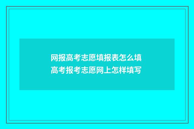 网报高考志愿填报表怎么填 高考报考志愿网上怎样填写