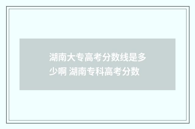 湖南大专高考分数线是多少啊 湖南专科高考分数