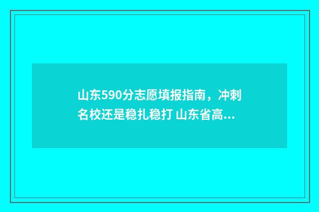 山东590分志愿填报指南，冲刺名校还是稳扎稳打 山东省高考590分能排多少名