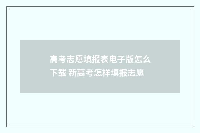 高考志愿填报表电子版怎么下载 新高考怎样填报志愿