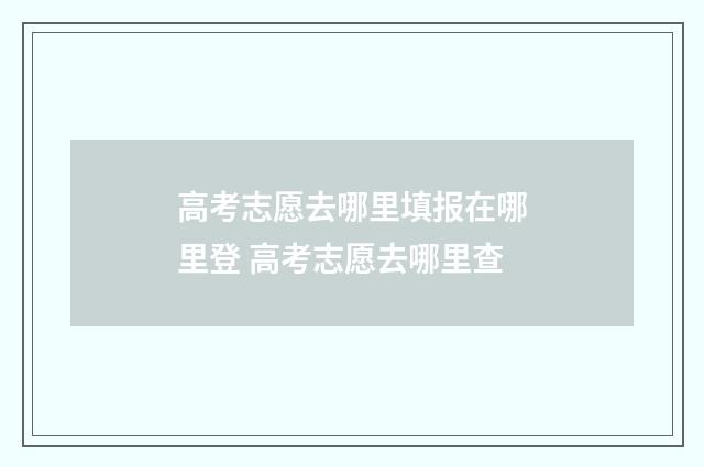 高考志愿去哪里填报在哪里登 高考志愿去哪里查