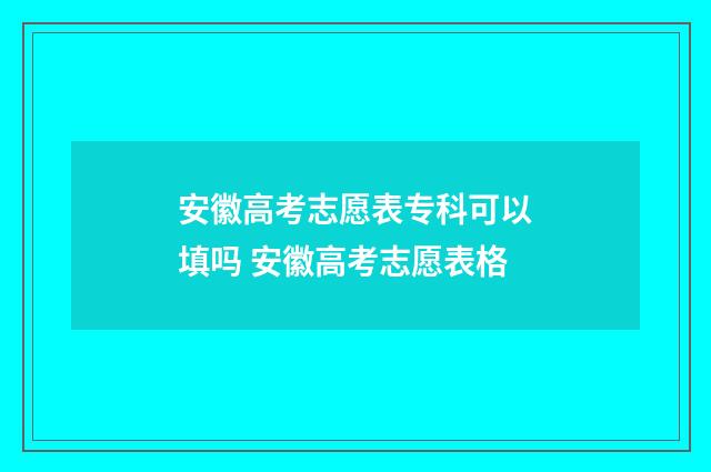 安徽高考志愿表专科可以填吗 安徽高考志愿表格