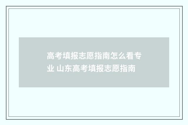 高考填报志愿指南怎么看专业 山东高考填报志愿指南