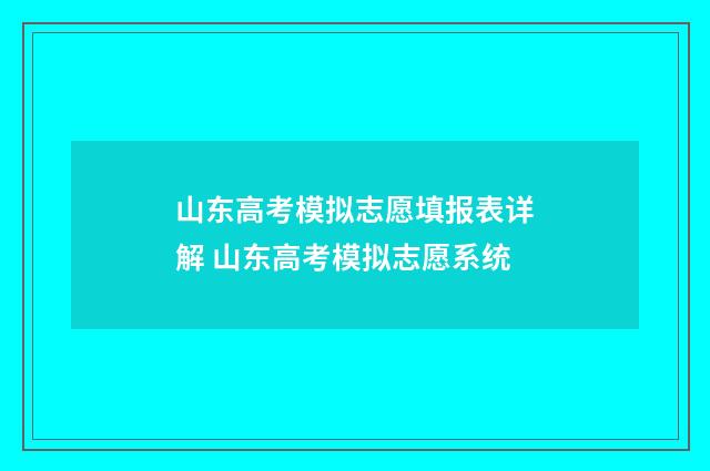 山东高考模拟志愿填报表详解 山东高考模拟志愿系统