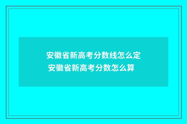 安徽省新高考分数线怎么定 安徽省新高考分数怎么算