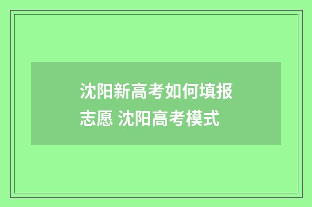 沈阳新高考如何填报志愿 沈阳高考模式