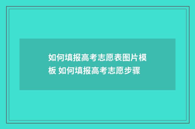 如何填报高考志愿表图片模板 如何填报高考志愿步骤