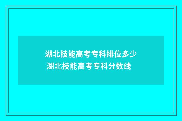 湖北技能高考专科排位多少 湖北技能高考专科分数线