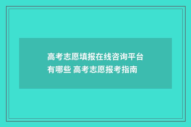 高考志愿填报在线咨询平台有哪些 高考志愿报考指南