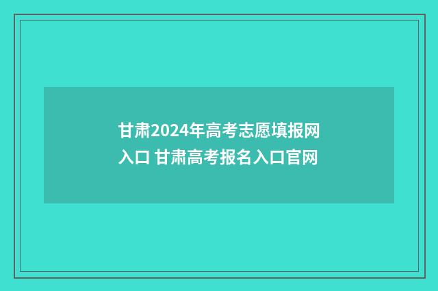 甘肃2024年高考志愿填报网入口 甘肃高考报名入口官网
