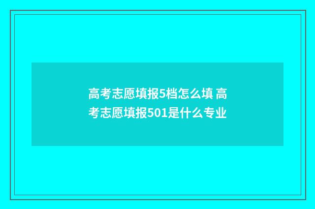 高考志愿填报5档怎么填 高考志愿填报501是什么专业